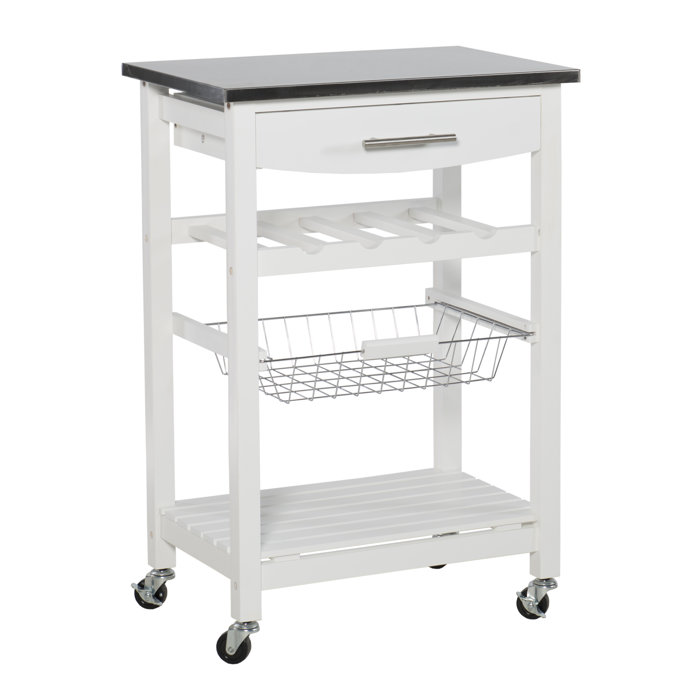 Winston Porter Macy 23'' Wide Rolling Kitchen Cart with Stainless Steel Top & Reviews Wayfair